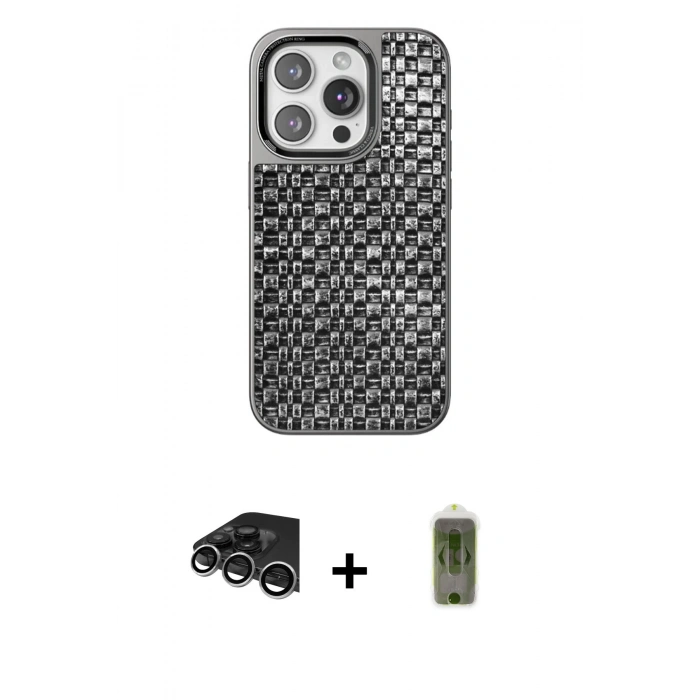 MARSİLYAN™- iPhone 14 Pro Max Kılıf Siluet Form Serisi - Siyah Joko Magic 5D Hayalet Cam + Raze Metal Kamera Lens - GS