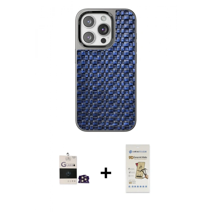 MARSİLYAN™- iPhone 14 Pro Max Kılıf Siluet Form Serisi - Siyah Mat Seramik Nano Ekran Koruyucu + Bilvis Titan Kamera Lens - GD