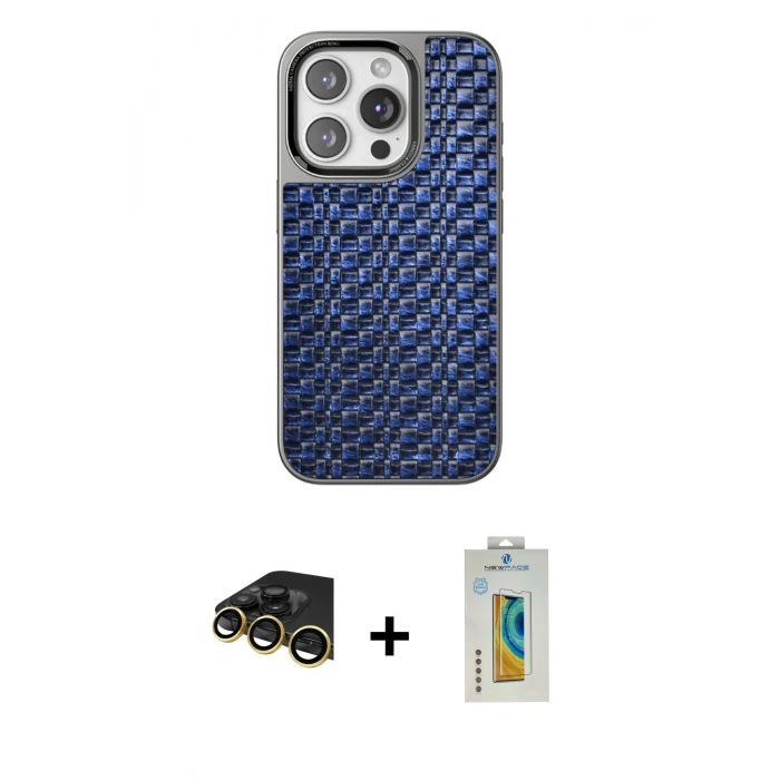 MARSİLYAN™- iPhone 14 Pro Max Kılıf Siluet Form Serisi - Siyah Polymer Nano Ekran Koruyucu + Raze Metal Kamera Lens - GD