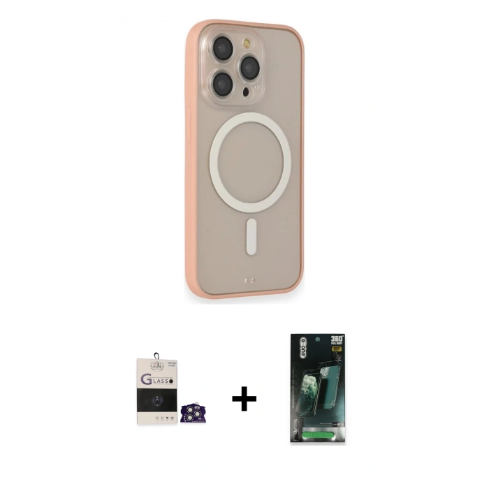 MARSİLYAN™- iPhone 14 Pro Max Kılıf Siluet Işık Koleksiyonu - Şeffaf 360 Full Body Arka Koruyucu + Bilvis Titan Kamera Lens - GS