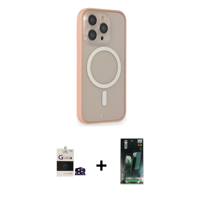 MARSİLYAN™- iPhone 14 Pro Max Kılıf Siluet Işık Koleksiyonu - Şeffaf 360 Full Body Arka Koruyucu + Bilvis Titan Kamera Lens - DNMR