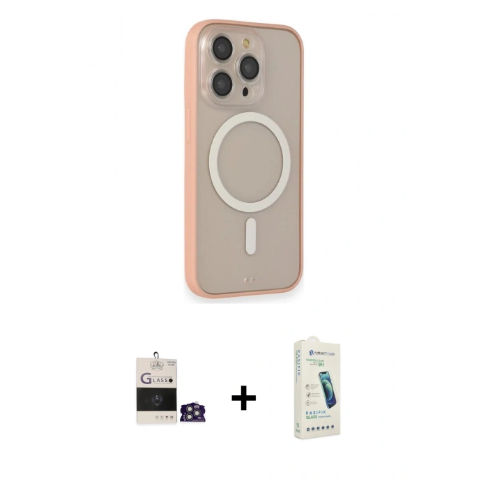 MARSİLYAN™- iPhone 14 Pro Max Kılıf Siluet Işık Koleksiyonu - Şeffaf Pasifik Cam Ekran Koruyucu + Bilvis Titan Kamera Lens - GS