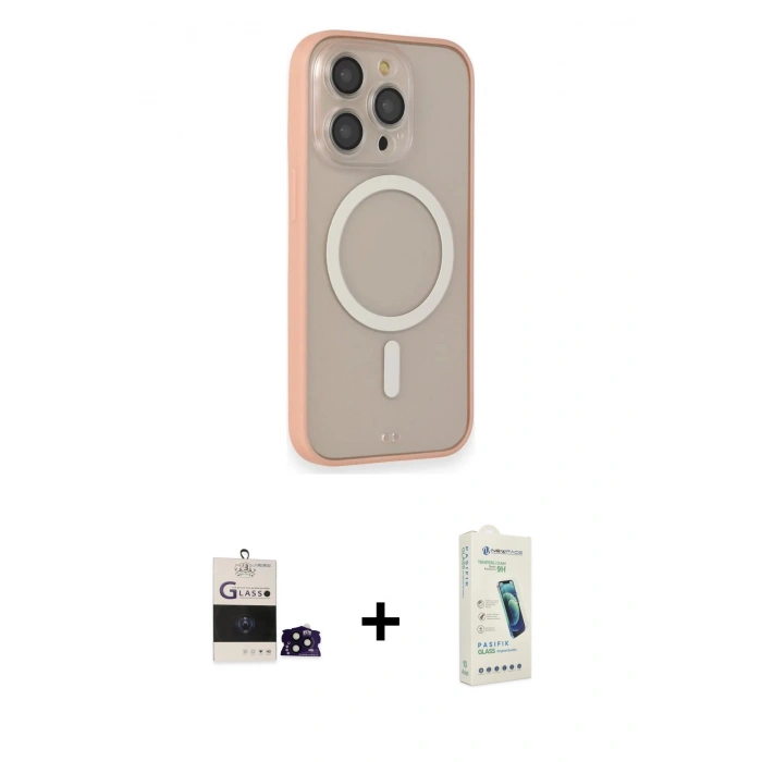 MARSİLYAN™- iPhone 14 Pro Max Kılıf Siluet Işık Koleksiyonu - Şeffaf Pasifik Cam Ekran Koruyucu + Bilvis Titan Kamera Lens - SH