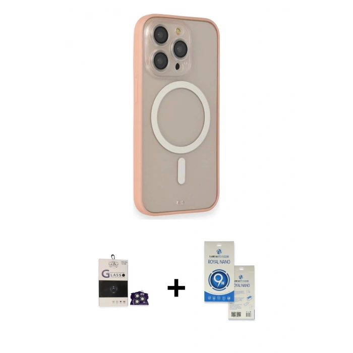 MARSİLYAN™- iPhone 14 Pro Max Kılıf Siluet Işık Koleksiyonu - Şeffaf Royal Nano Ekran Koruyucu + Bilvis Titan Kamera Lens - GS