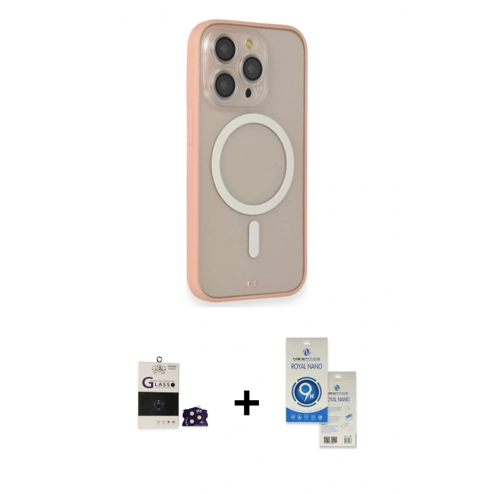 MARSİLYAN™- iPhone 14 Pro Max Kılıf Siluet Işık Koleksiyonu - Şeffaf Royal Nano Ekran Koruyucu + Bilvis Titan Kamera Lens - DNMR
