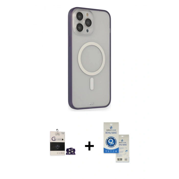 MARSİLYAN™- iPhone 14 Pro Max Kılıf Siluet Işık Koleksiyonu - Şeffaf Royal Nano Ekran Koruyucu + Bilvis Titan Kamera Lens - GS