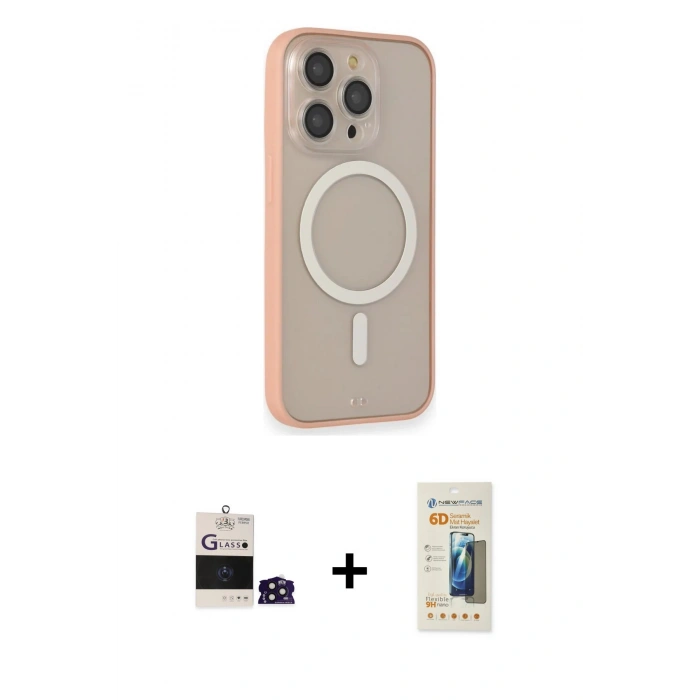 MARSİLYAN™- iPhone 14 Pro Max Kılıf Siluet Işık Koleksiyonu - Siyah 6D Mat Seramik Hayalet Nano Ekran Koruyucu + Bilvis Titan Kamera Lens - DNMR