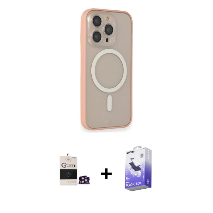 MARSİLYAN™- iPhone 14 Pro Max Kılıf Siluet Işık Koleksiyonu - Siyah Bilvis 5in1 5D Magic Hayalet Cam Ekran Koruyucu + Bilvis Titan Kamera Lens - GD