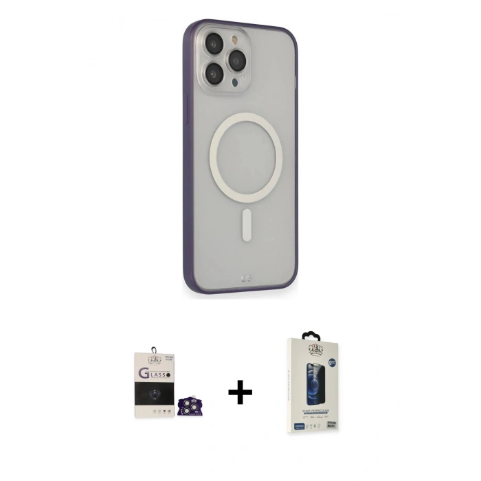 MARSİLYAN™- iPhone 14 Pro Max Kılıf Siluet Işık Koleksiyonu - Siyah Bilvis Hayalet Cam Ekran Koruyucu + Bilvis Titan Kamera Lens - GS