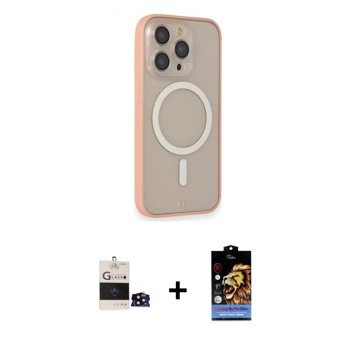 MARSİLYAN™- iPhone 14 Pro Max Kılıf Siluet Işık Koleksiyonu - Siyah Buffer Hayalet Cam Ekran Koruyucu + Siyah Bilvis Titan Kamera Lens