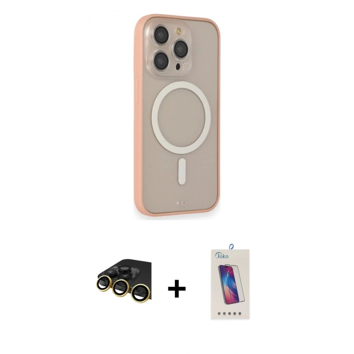 MARSİLYAN™- iPhone 14 Pro Max Kılıf Siluet Işık Koleksiyonu - Siyah Joko 5D Cam + Raze Metal Kamera Lens - GD