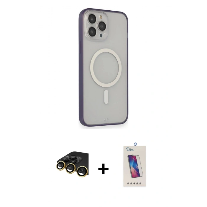 MARSİLYAN™- iPhone 14 Pro Max Kılıf Siluet Işık Koleksiyonu - Siyah Joko 5D Cam + Raze Metal Kamera Lens - GD