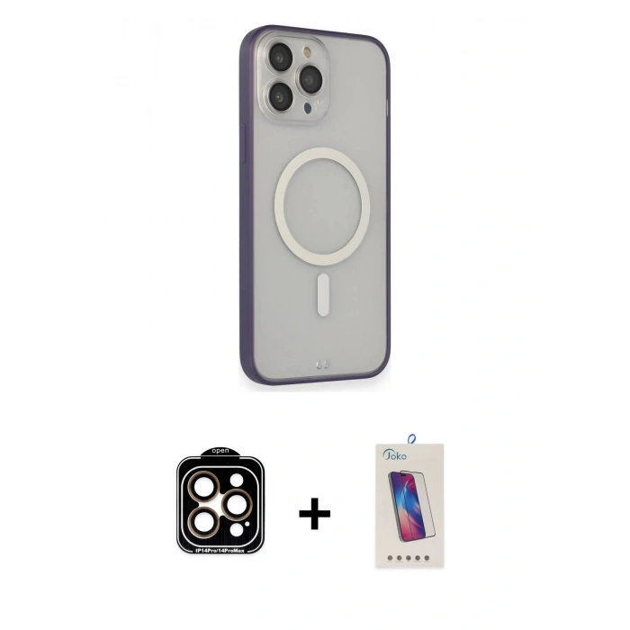 MARSİLYAN™- iPhone 14 Pro Max Kılıf Siluet Işık Koleksiyonu - Siyah Joko 5D Cam + PVD Metal Kamera Lens - TU