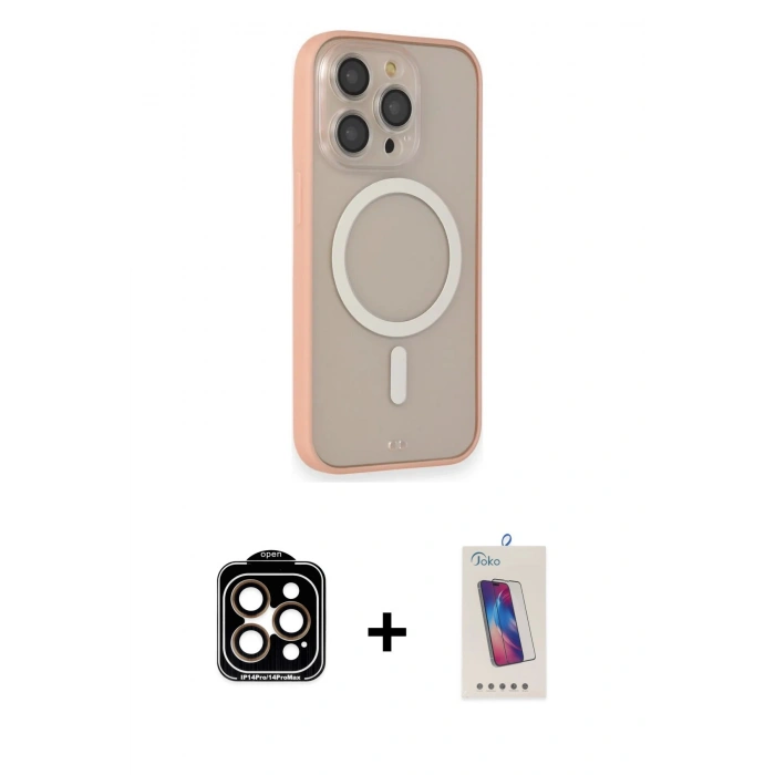 MARSİLYAN™- iPhone 14 Pro Max Kılıf Siluet Işık Koleksiyonu - Siyah Joko 5D Cam + PVD Metal Kamera Lens - TU