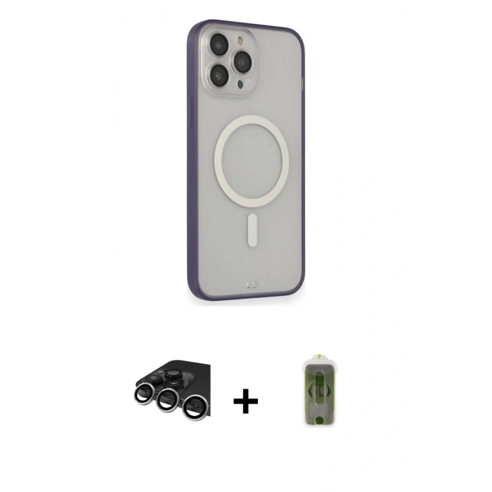 MARSİLYAN™- iPhone 14 Pro Max Kılıf Siluet Işık Koleksiyonu - Siyah Joko Magic 5D Hayalet Cam + Raze Metal Kamera Lens - GS