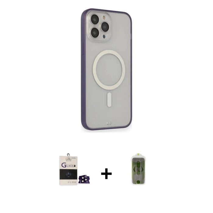 MARSİLYAN™- iPhone 14 Pro Max Kılıf Siluet Işık Koleksiyonu - Siyah Joko Magic 5D Hayalet Cam + Siyah Bilvis Titan Kamera Lens