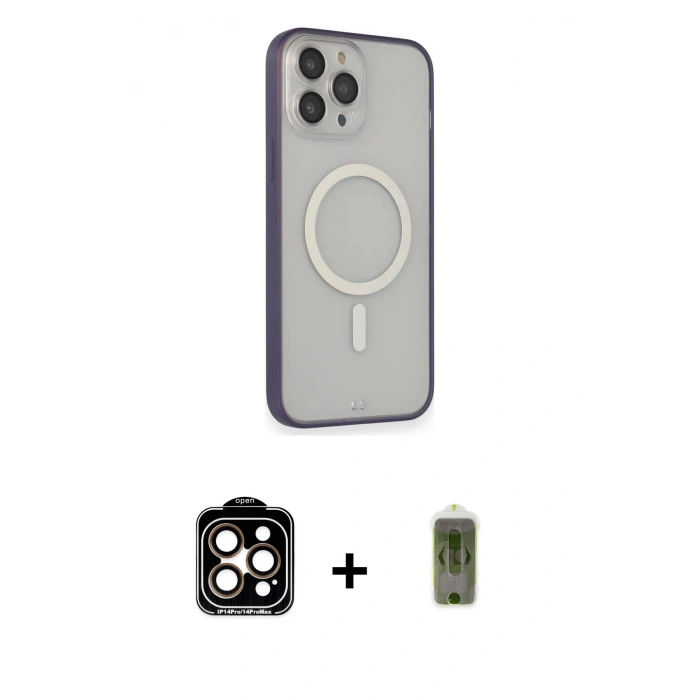 MARSİLYAN™- iPhone 14 Pro Max Kılıf Siluet Işık Koleksiyonu - Siyah Joko Magic 5D Hayalet Cam + PVD Metal Kamera Lens - TU