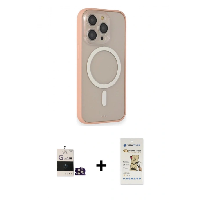 MARSİLYAN™- iPhone 14 Pro Max Kılıf Siluet Işık Koleksiyonu - Siyah Mat Seramik Nano Ekran Koruyucu + Bilvis Titan Kamera Lens - GD