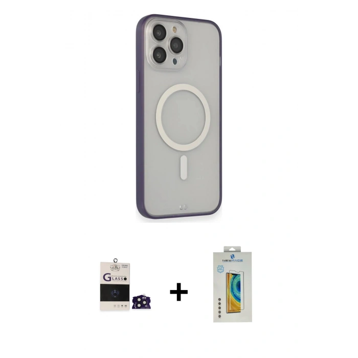 MARSİLYAN™- iPhone 14 Pro Max Kılıf Siluet Işık Koleksiyonu - Siyah Polymer Nano Ekran Koruyucu + Bilvis Titan Kamera Lens - DNMR