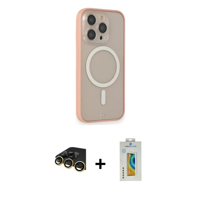 MARSİLYAN™- iPhone 14 Pro Max Kılıf Siluet Işık Koleksiyonu - Siyah Polymer Nano Ekran Koruyucu + Raze Metal Kamera Lens - GD