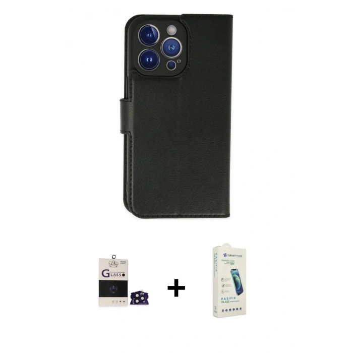 MARSİLYAN™- iPhone 14 Pro Max Kılıf Siluet Işık Serisi - Şeffaf Pasifik Cam Ekran Koruyucu + Bilvis Titan Kamera Lens - DNMR