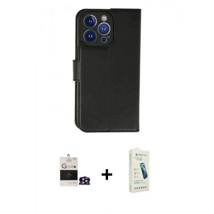 MARSİLYAN™- iPhone 14 Pro Max Kılıf Siluet Işık Serisi - Şeffaf Pasifik Cam Ekran Koruyucu + Bilvis Titan Kamera Lens - GD