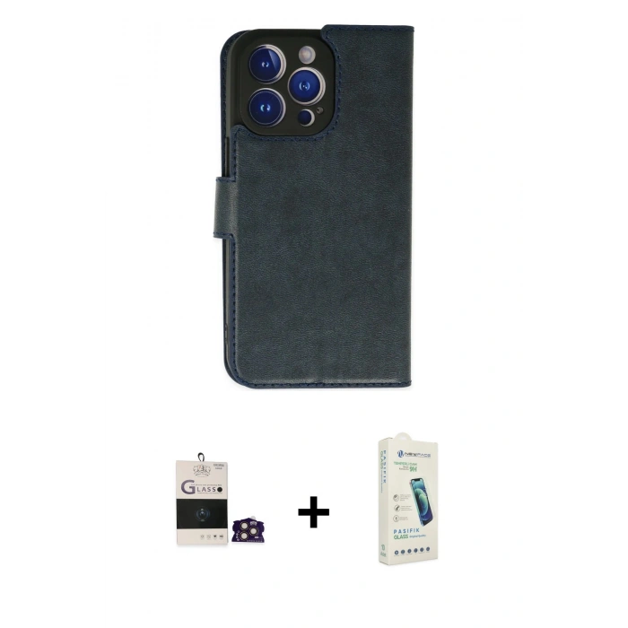 MARSİLYAN™- iPhone 14 Pro Max Kılıf Siluet Işık Serisi - Şeffaf Pasifik Cam Ekran Koruyucu + Bilvis Titan Kamera Lens - GD