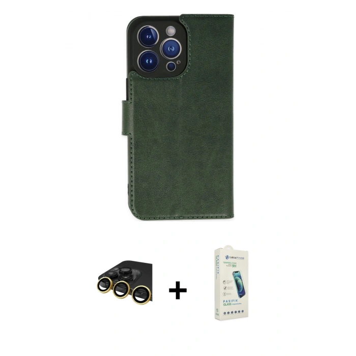 MARSİLYAN™- iPhone 14 Pro Max Kılıf Siluet Işık Serisi - Şeffaf Pasifik Cam Ekran Koruyucu + Raze Metal Kamera Lens - GD