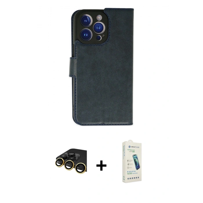 MARSİLYAN™- iPhone 14 Pro Max Kılıf Siluet Işık Serisi - Şeffaf Pasifik Cam Ekran Koruyucu + Raze Metal Kamera Lens - GD
