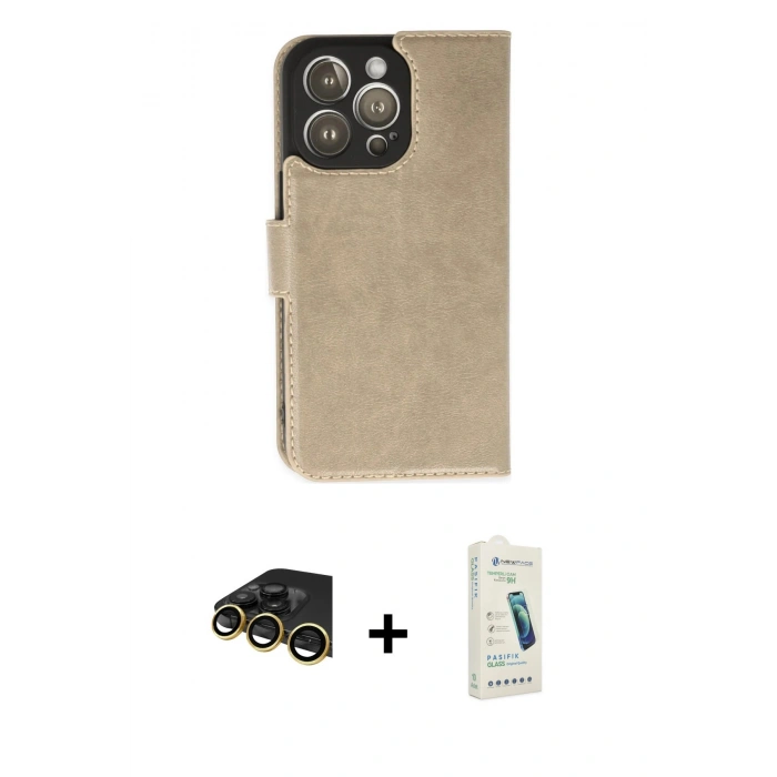 MARSİLYAN™- iPhone 14 Pro Max Kılıf Siluet Işık Serisi - Şeffaf Pasifik Cam Ekran Koruyucu + Raze Metal Kamera Lens - GD
