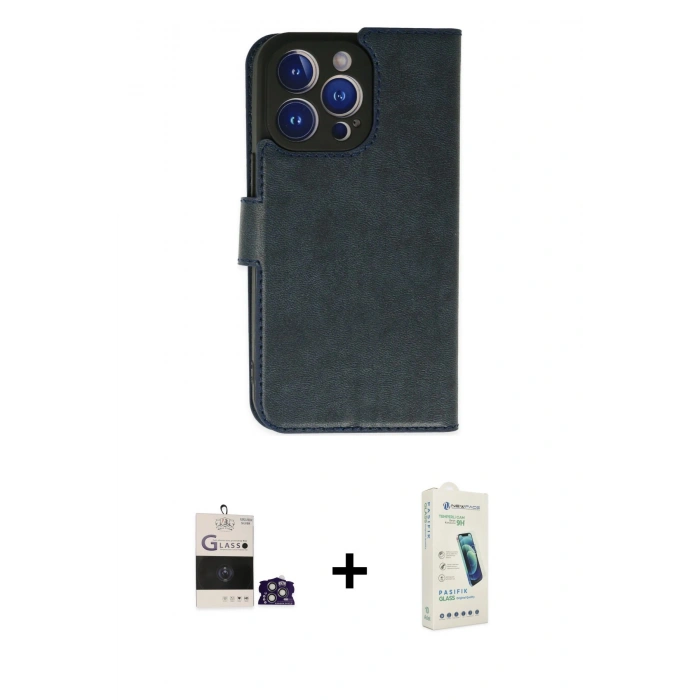 MARSİLYAN™- iPhone 14 Pro Max Kılıf Siluet Işık Serisi - Şeffaf Pasifik Cam Ekran Koruyucu + Bilvis Titan Kamera Lens - GS