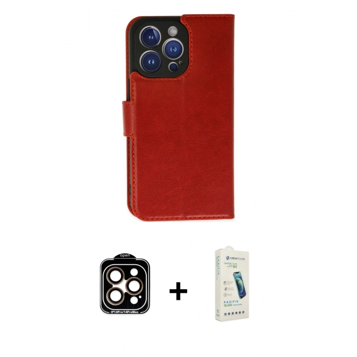 MARSİLYAN™- iPhone 14 Pro Max Kılıf Siluet Işık Serisi - Şeffaf Pasifik Cam Ekran Koruyucu + PVD Metal Kamera Lens - TU