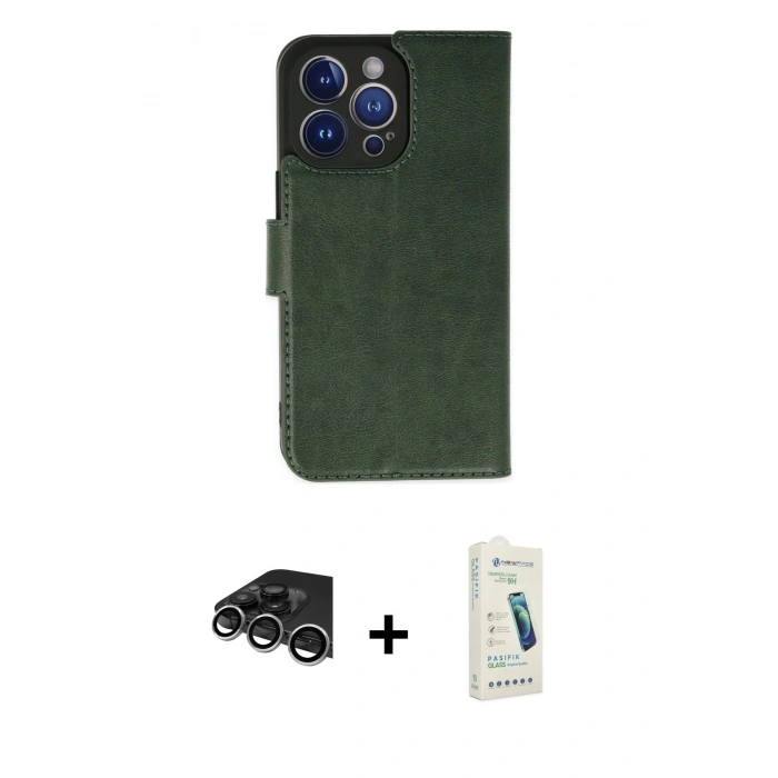 MARSİLYAN™- iPhone 14 Pro Max Kılıf Siluet Işık Serisi - Şeffaf Pasifik Cam Ekran Koruyucu + Raze Metal Kamera Lens - GS