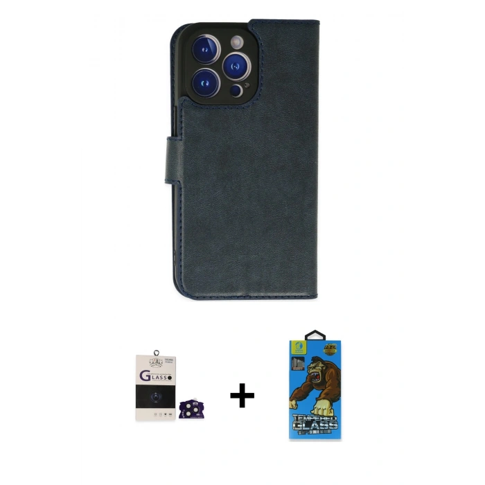 MARSİLYAN™- iPhone 14 Pro Max Kılıf Siluet Işık Serisi - Siyah 18D Cam Ekran Koruyucu + Bilvis Titan Kamera Lens - DNMR