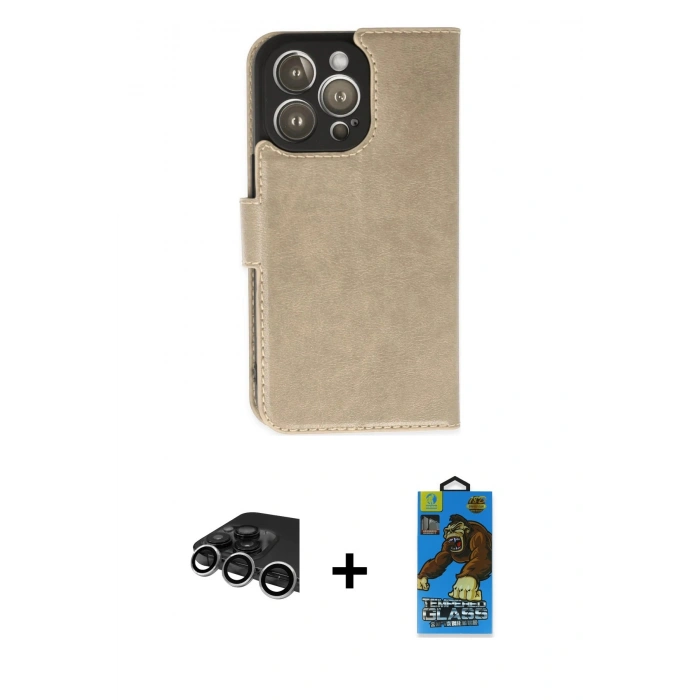 MARSİLYAN™- iPhone 14 Pro Max Kılıf Siluet Işık Serisi - Siyah 18D Cam Ekran Koruyucu + Raze Metal Kamera Lens - GS