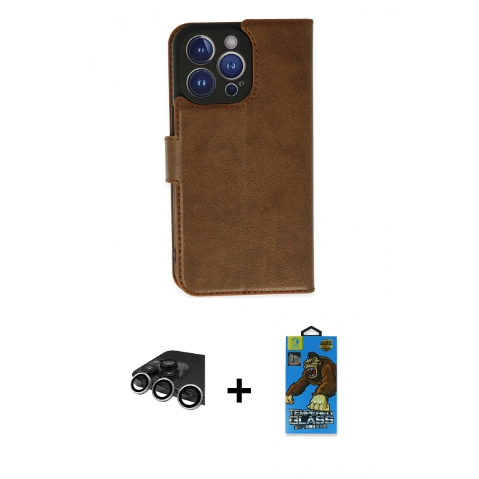MARSİLYAN™- iPhone 14 Pro Max Kılıf Siluet Işık Serisi - Siyah 18D Cam Ekran Koruyucu + Raze Metal Kamera Lens - GS