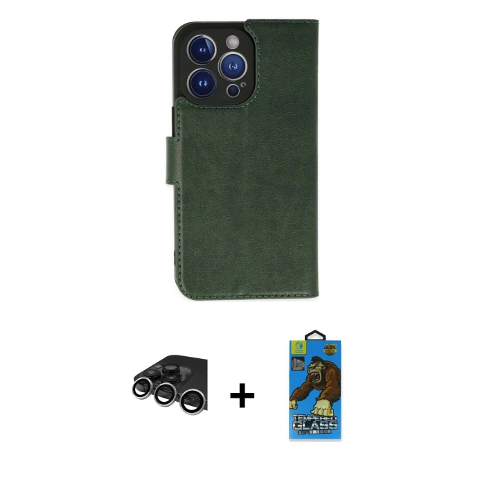 MARSİLYAN™- iPhone 14 Pro Max Kılıf Siluet Işık Serisi - Siyah 18D Cam Ekran Koruyucu + Raze Metal Kamera Lens - GS