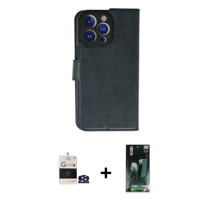 MARSİLYAN™- iPhone 14 Pro Max Kılıf Siluet Işık Serisi - Siyah 360 Mat Full Body Arka Koruyucu + Bilvis Titan Kamera Lens - GS