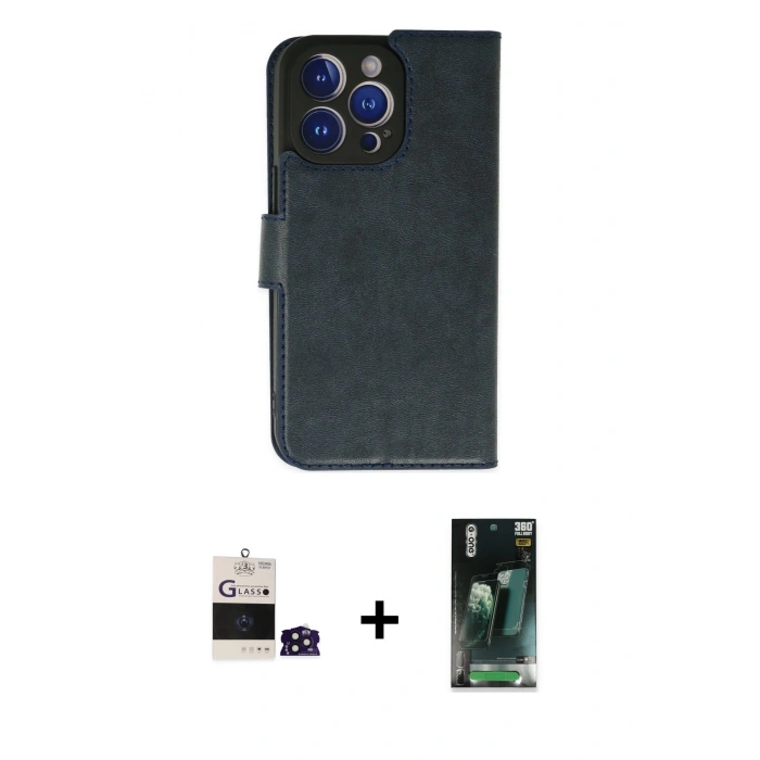 MARSİLYAN™- iPhone 14 Pro Max Kılıf Siluet Işık Serisi - Siyah 360 Mat Full Body Arka Koruyucu + Bilvis Titan Kamera Lens - DNMR