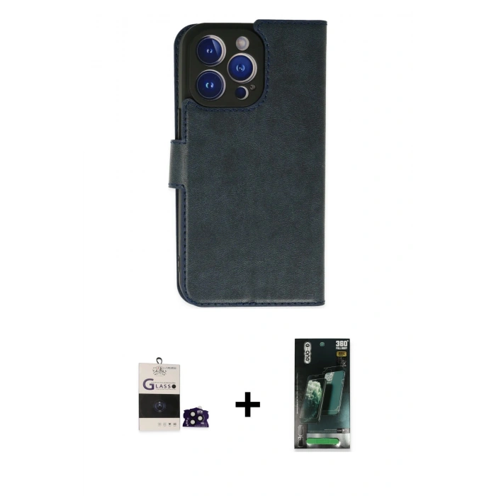 MARSİLYAN™- iPhone 14 Pro Max Kılıf Siluet Işık Serisi - Siyah 360 Mat Full Body Arka Koruyucu + Bilvis Titan Kamera Lens - SH