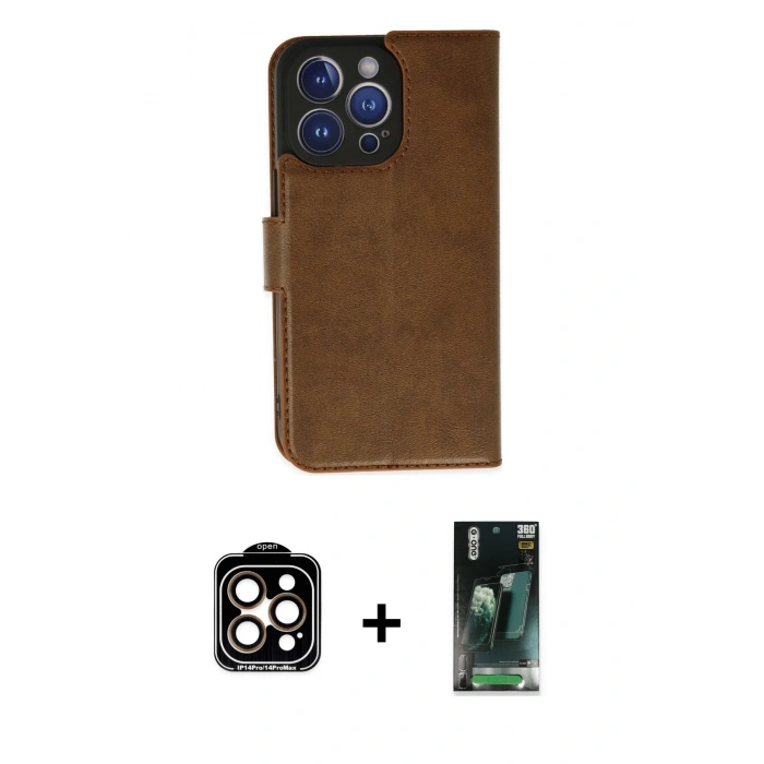 MARSİLYAN™- iPhone 14 Pro Max Kılıf Siluet Işık Serisi - Siyah 360 Mat Full Body Arka Koruyucu + PVD Metal Kamera Lens - TU