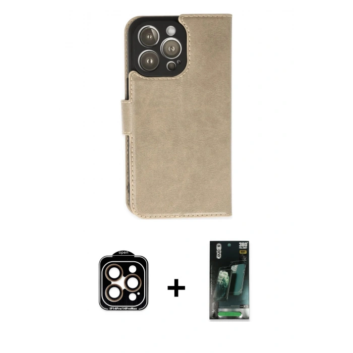 MARSİLYAN™- iPhone 14 Pro Max Kılıf Siluet Işık Serisi - Siyah 360 Mat Full Body Arka Koruyucu + PVD Metal Kamera Lens - TU