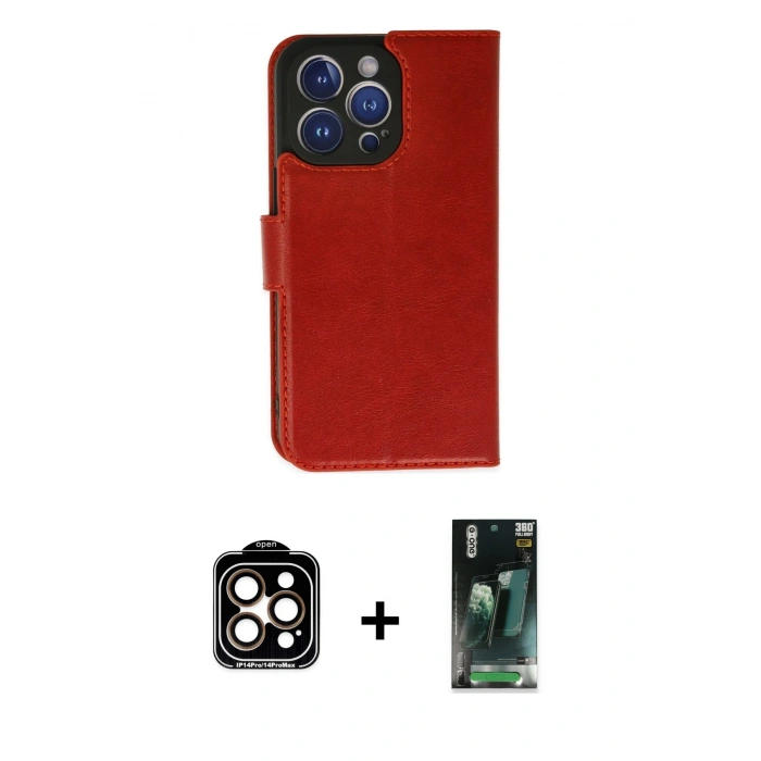 MARSİLYAN™- iPhone 14 Pro Max Kılıf Siluet Işık Serisi - Siyah 360 Mat Full Body Arka Koruyucu + PVD Metal Kamera Lens - TU