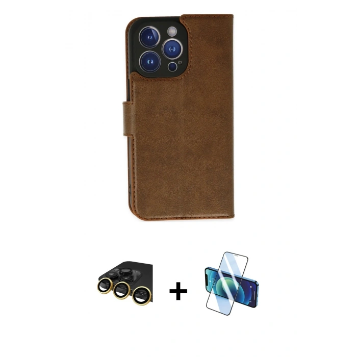 MARSİLYAN™- iPhone 14 Pro Max Kılıf Siluet Işık Serisi - Siyah 3D Antistatik Cam Ekran Koruyucu + Raze Metal Kamera Lens - GD