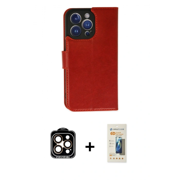 MARSİLYAN™- iPhone 14 Pro Max Kılıf Siluet Işık Serisi - Siyah 6D Mat Seramik Hayalet Nano Ekran Koruyucu + PVD Metal Kamera Lens - TU