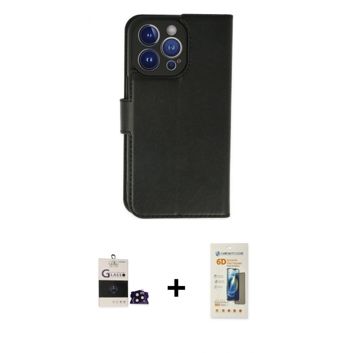 MARSİLYAN™- iPhone 14 Pro Max Kılıf Siluet Işık Serisi - Siyah 6D Mat Seramik Hayalet Nano Ekran Koruyucu + Bilvis Titan Kamera Lens - SH