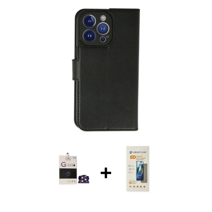 MARSİLYAN™- iPhone 14 Pro Max Kılıf Siluet Işık Serisi - Siyah 6D Mat Seramik Hayalet Nano Ekran Koruyucu + Bilvis Titan Kamera Lens - GS