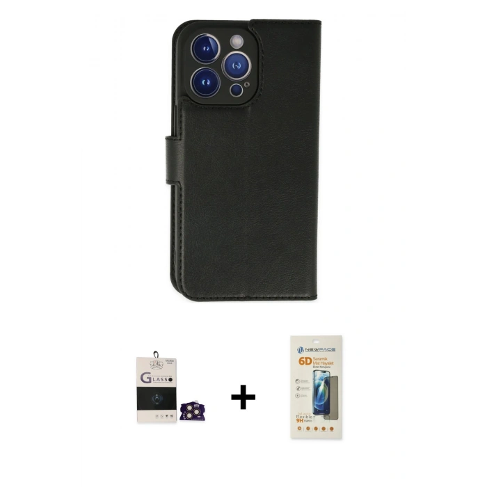 MARSİLYAN™- iPhone 14 Pro Max Kılıf Siluet Işık Serisi - Siyah 6D Mat Seramik Hayalet Nano Ekran Koruyucu + Bilvis Titan Kamera Lens - GD