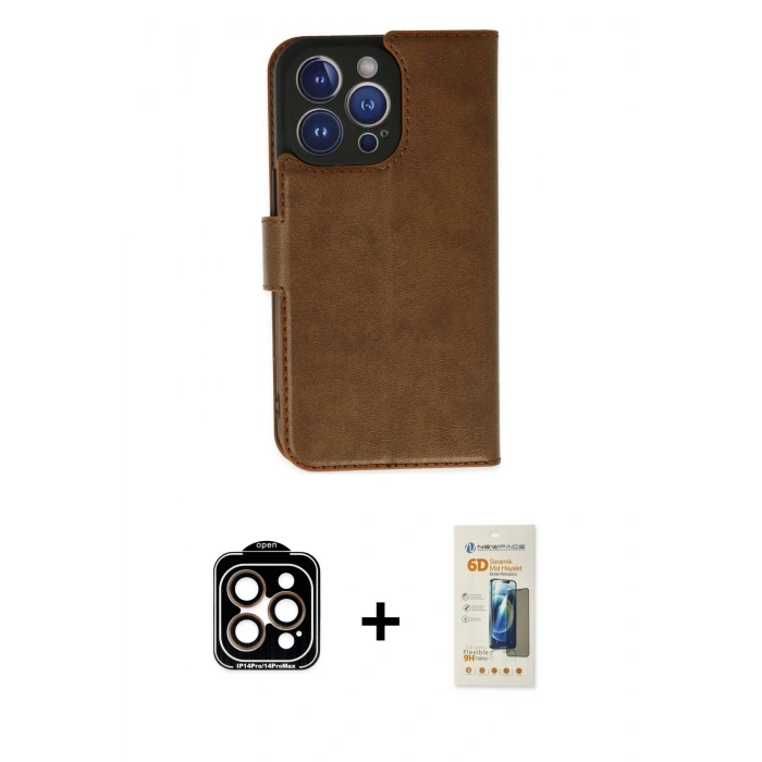 MARSİLYAN™- iPhone 14 Pro Max Kılıf Siluet Işık Serisi - Siyah 6D Mat Seramik Hayalet Nano Ekran Koruyucu + PVD Metal Kamera Lens - TU