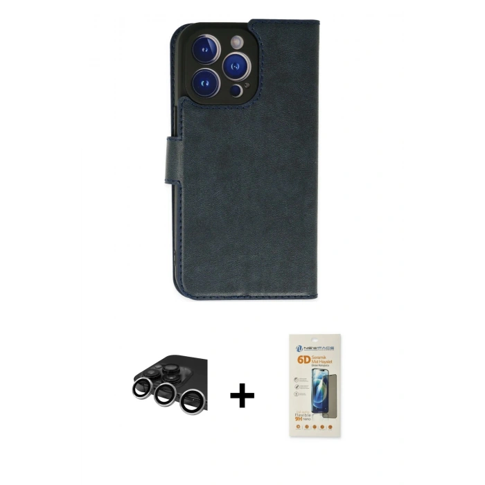 MARSİLYAN™- iPhone 14 Pro Max Kılıf Siluet Işık Serisi - Siyah 6D Mat Seramik Hayalet Nano Ekran Koruyucu + Raze Metal Kamera Lens - GS